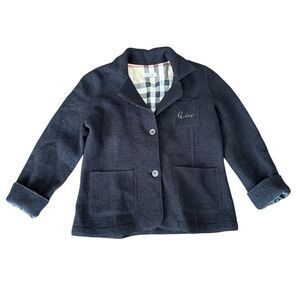 Burberry Jacket Coat Wool Button Black 12 Year/152 CM
